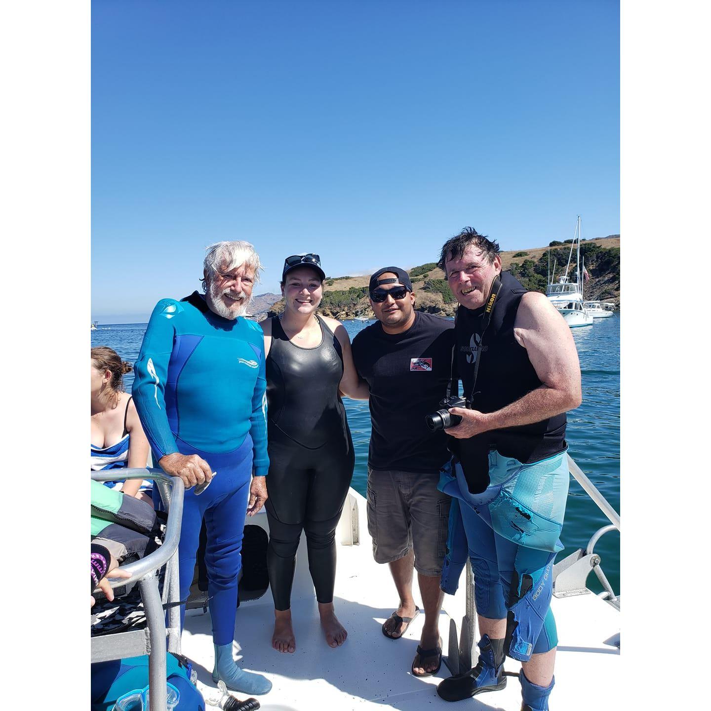 Us with ocean legends, Bill Bushing and Jean Michelle Cousteau