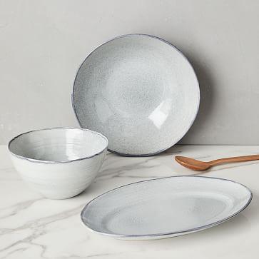 Reactive Gray Speckle 13" Serving Bowl