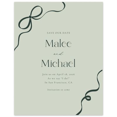 Grassy Sage, Green Wedding Digital Save the Date - Alba Portrait
