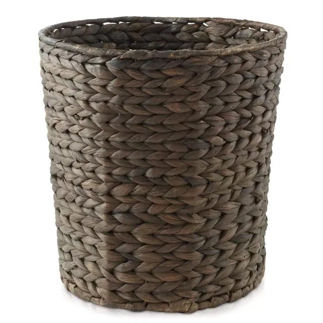 Casafield Water Hyacinth Waste Basket - Espresso, Woven Trash Can for the Bathroom, Bedroom, Laundry Room, Home Office