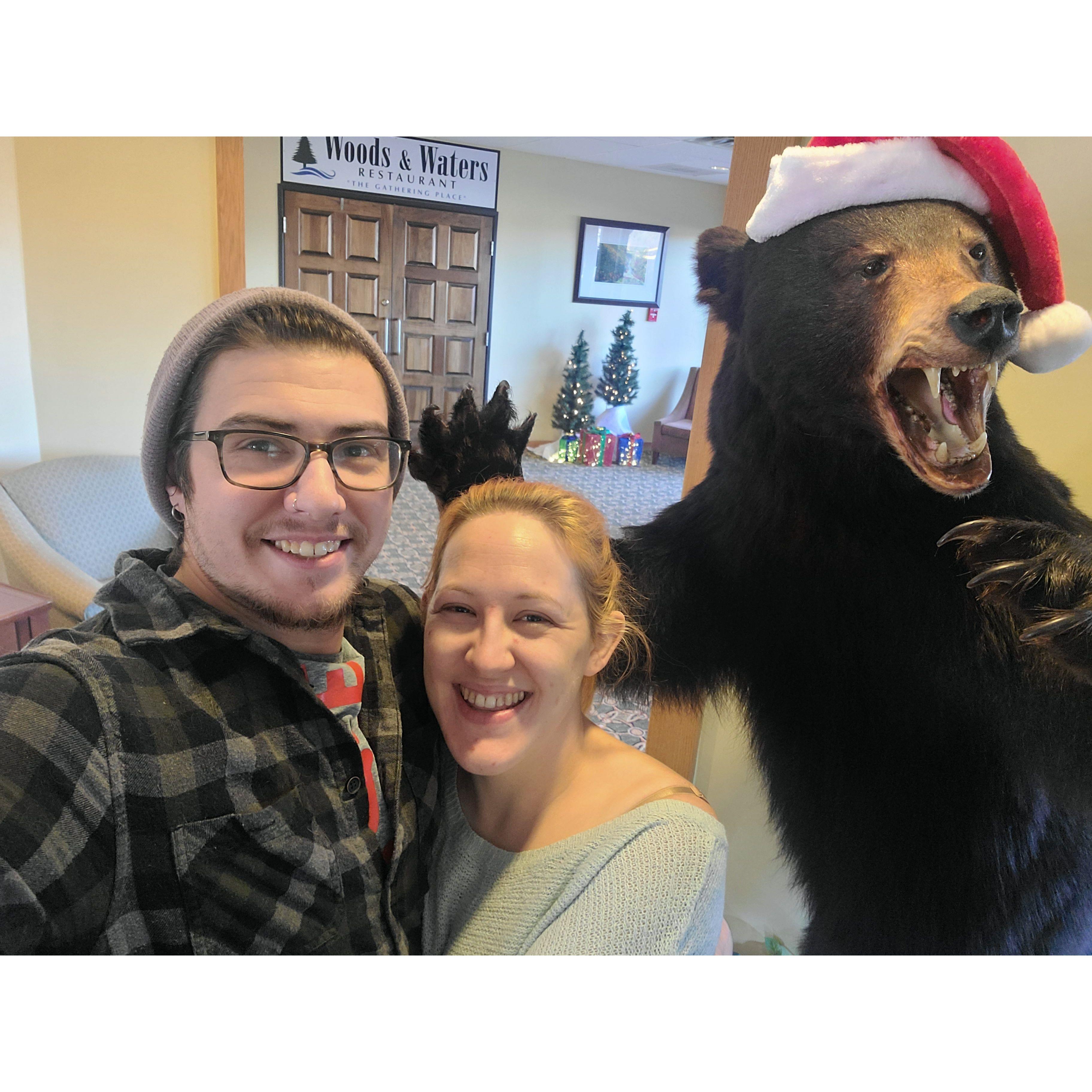 December 2022: Christmas bear reacting to the Flat Woods Monster