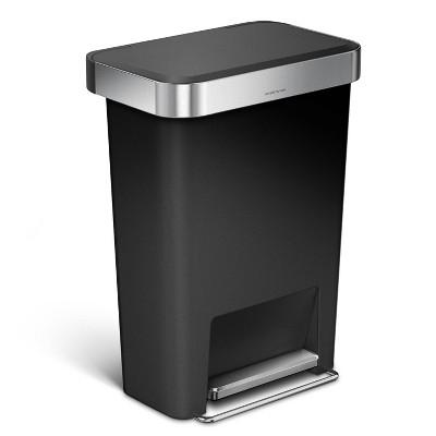 45L Rectangular Plastic Step Can Black - simplehuman