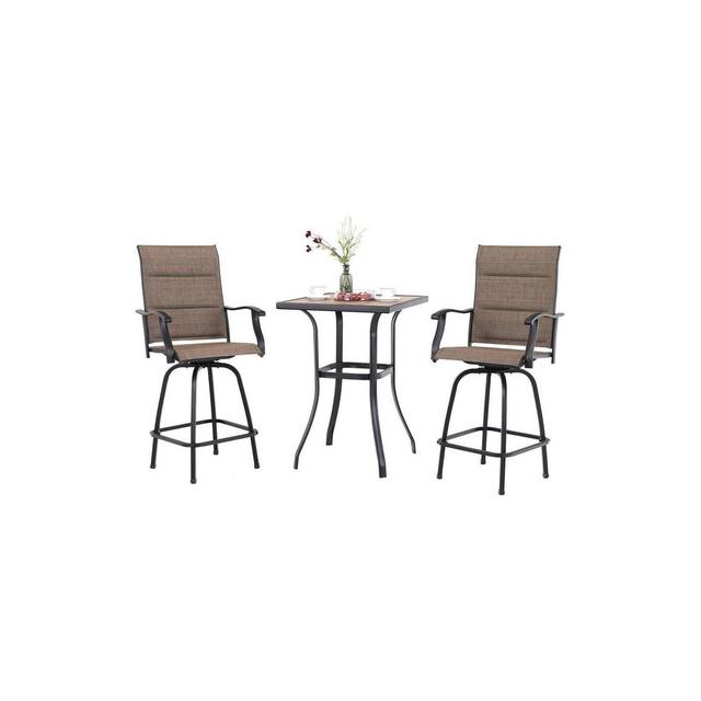 3pc Outdoor Swivel Bar Height Stools & Table - Captiva Designs