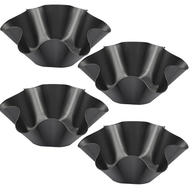 Cielasis 4 Pack 8.5" Nonstick Large Taco Shell Bowl – Carbon Steel Tortilla Maker Shell Pans Baking Molds Tostada for Frying Salad Bowls
