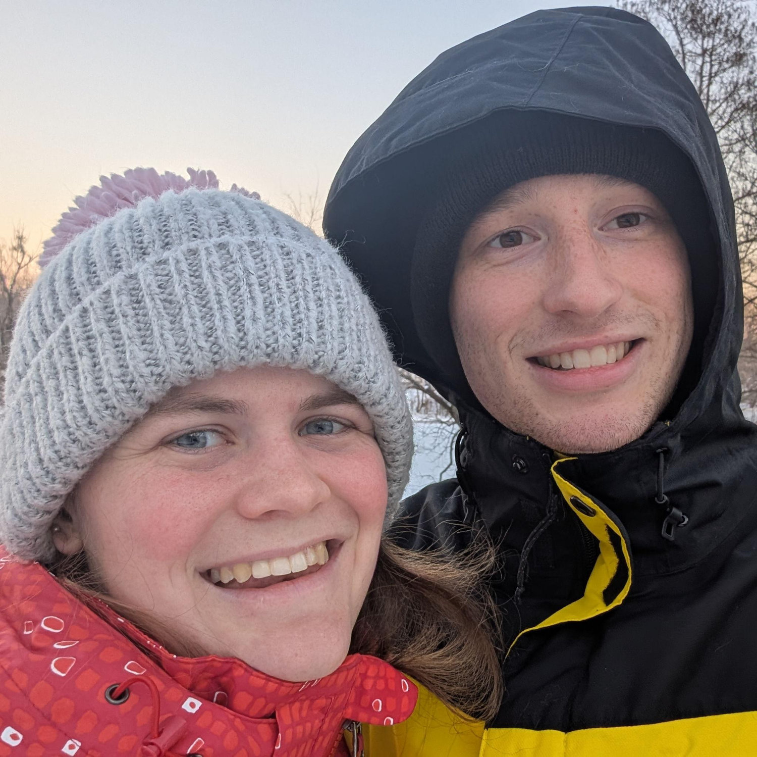 This is us out for a walk in the snow during the snowstorm, the weekend we got engaged and Nathan got snowed in at Bethany's house.