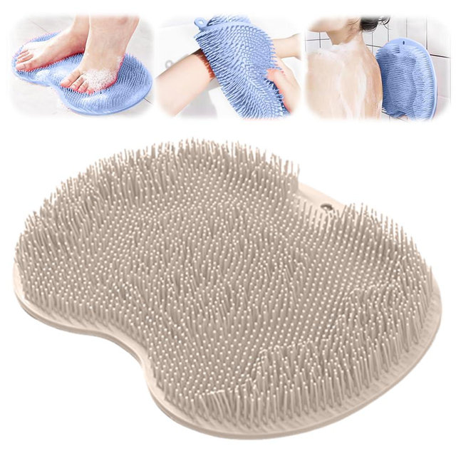 Shower Foot Scrubber Mat with Non-Slip Suction Cups, Foot Back Cleaning Pad Back Washer Exfoliating Bath Wash Pad, Non Slip Bathtub and Shower Mat with Suction Cups and Drain Holes