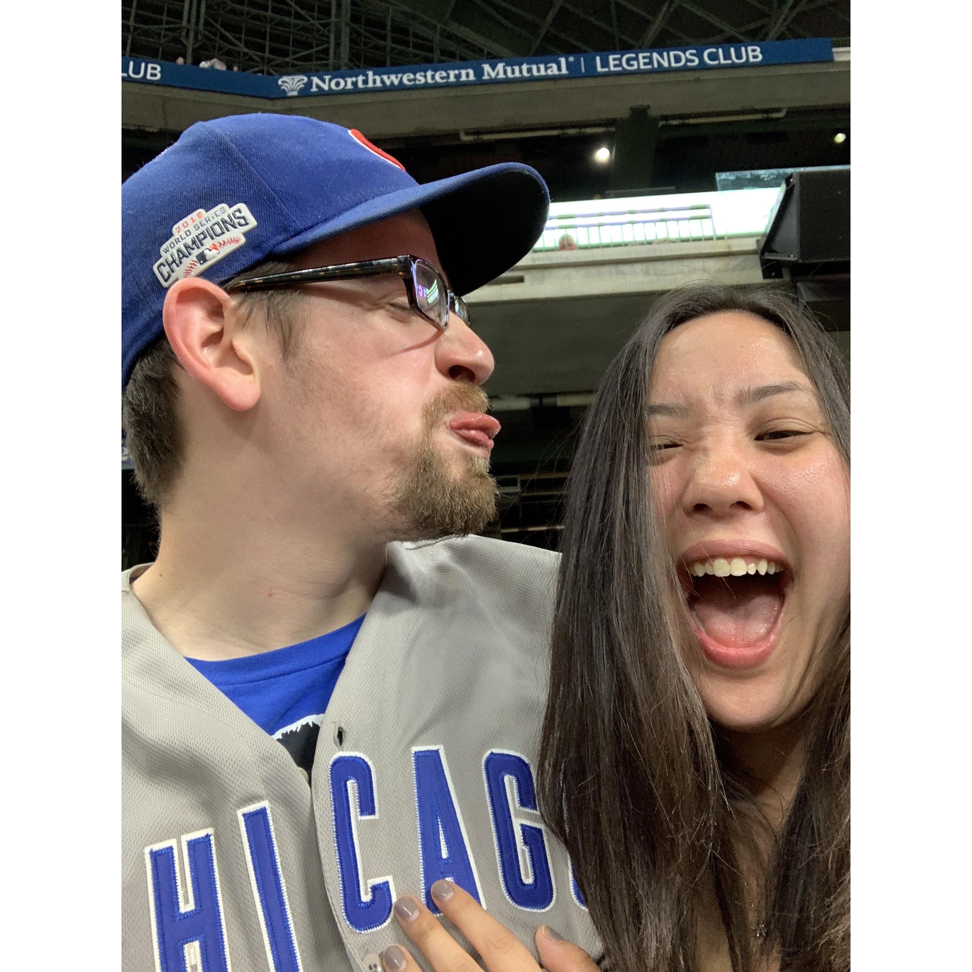 Nathan and Faith finally got to cheer for the Cubs at their first game together in June of 2021, when fans could finally attend games again.