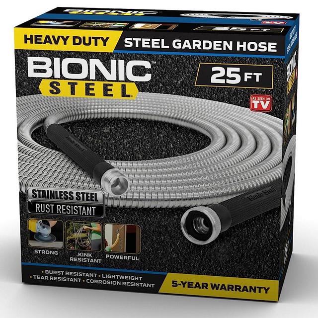 Bionic Steel 25 Foot Garden Hose 304 Stainless Steel Metal Hose – Super Tough & Flexible Water Hose, Lightweight, Crush Resistant Aluminum Fittings, Kink & Tangle Free, Rust Proof, Easy to Use & Store