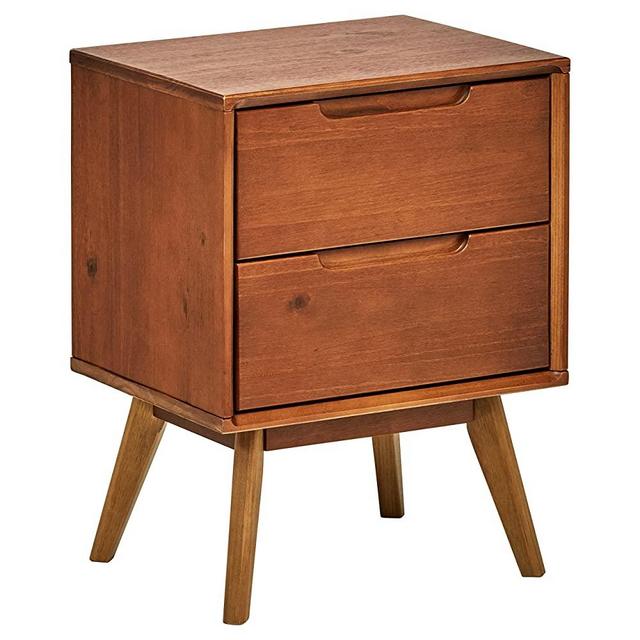 Amazon Brand – Rivet Mid-Century Stark 2-Drawer Nightstand, 24"H, Walnut
