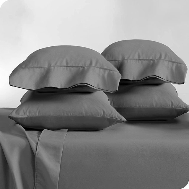 Bare Home Microfiber Bulk Pillow Cases - Standard/Queen Size Set of 4 - Cooling Pillowcases - Double Brushed - Grey Pillowcases 4 Pack - Easy Care (Standard - 4 Pack, Grey)