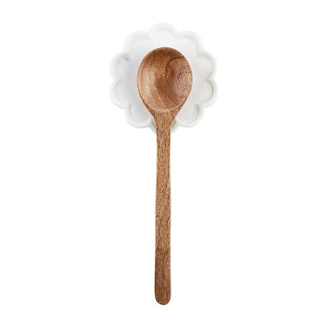 Mud Pie Spoon Rest Set, 5" dia, White