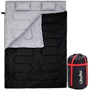 Double Sleeping Bag With 2 Pillows And A Carrying Bag, Ohuhu Waterproof Lightweight 2 Person Sleeping Adult Bag For Camping, Backpacking, Hiking