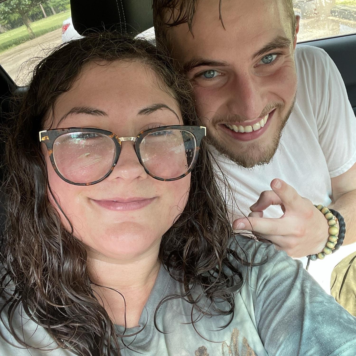 1st date at Buffalo Rock where we were romantically caught in the rain. Olivia knew from this moment that Aaron was the one.