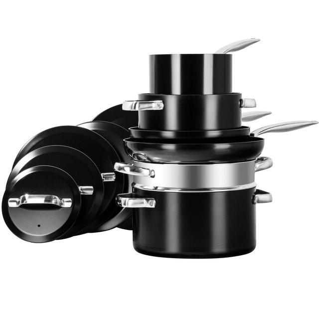 Gotham Steel Modern Collection 11 Piece Black Ceramic Nonstick Cookware Set