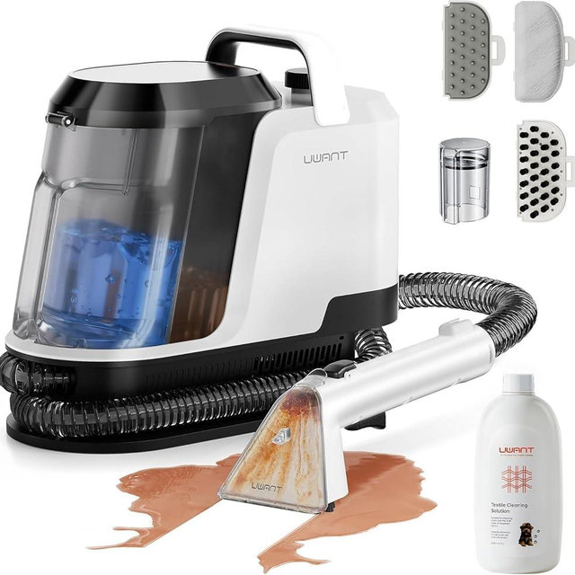 uwant Portable Carpet and Upholstery for Deep Cleaner, 18Kpa Carpet Cleaner Machine for Cars, Pets with Cleaning Tool and Self Cleaning Set of 1 for Spot, Rug, Couch