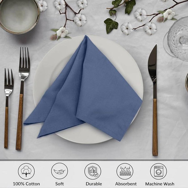 Cloth Napkins Set of 12, 18x18in - Bijou Blue