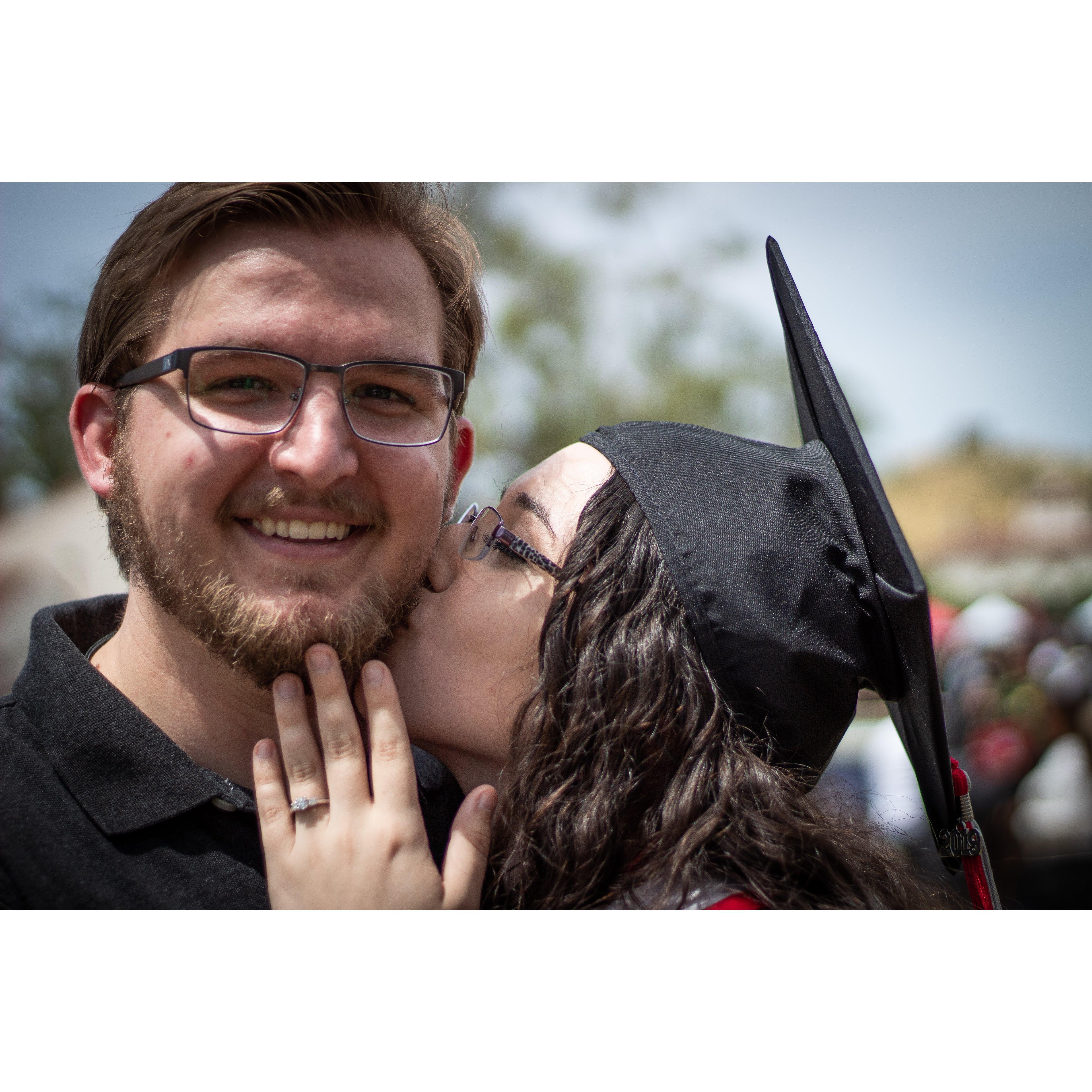 Ashley's graduation from CSU Channel Islands in Spring 2019, 3 days after getting engaged, 2 days before moving to Costa Mesa, and 10 days before starting the masters & teaching credential program.