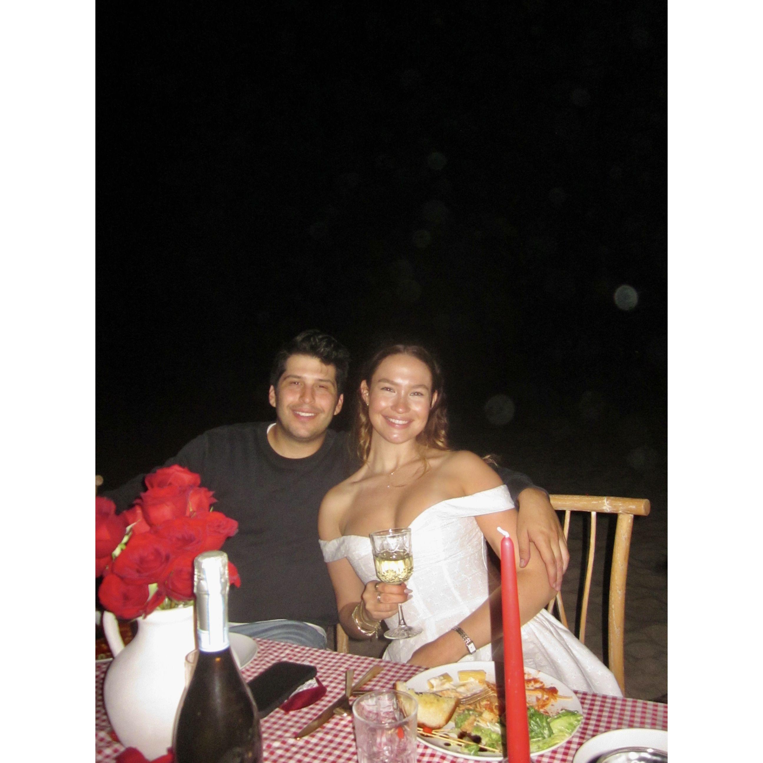 At Sopa's birthday dinner on the beach!