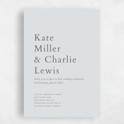 Mist, Grey Wedding Invitation - Morrison Solid