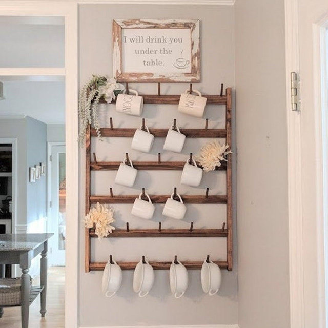 Wood Mug Rack Display, Custom Wall Racks,...