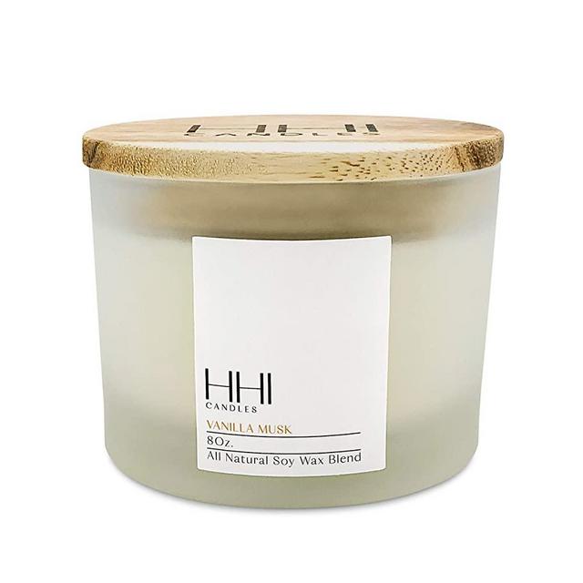 HHI CANDLES All-Natural Scented Soy Candle, Vanilla Musk, Single Wick, Large Eight Ounce Candle