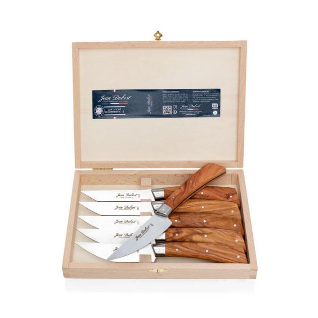 Jean Dubost Laguiole Olive Wood Steak Knives, Set of 6