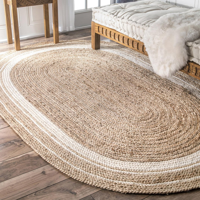 nuLOOM Rugs, Braided Rikki Border Jute Oval Rug | Zola