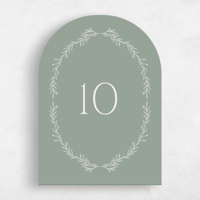 Green Arch Wedding Table Number - Kently