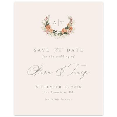 Linen, Orange Wedding Digital Save the Date - Juniper Portrait