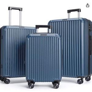 Luggage Sets, Durable Hard Shell 3 Piece Set Suitcase Royal Blue