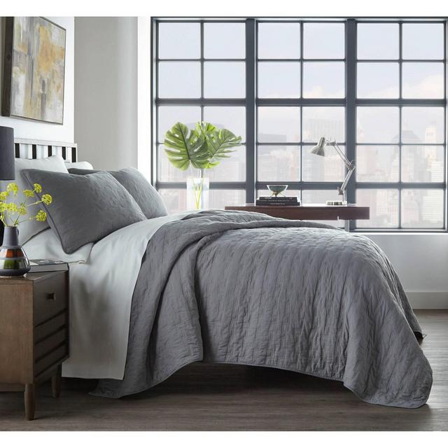 City Scene King Avondale Quilt Set Gray