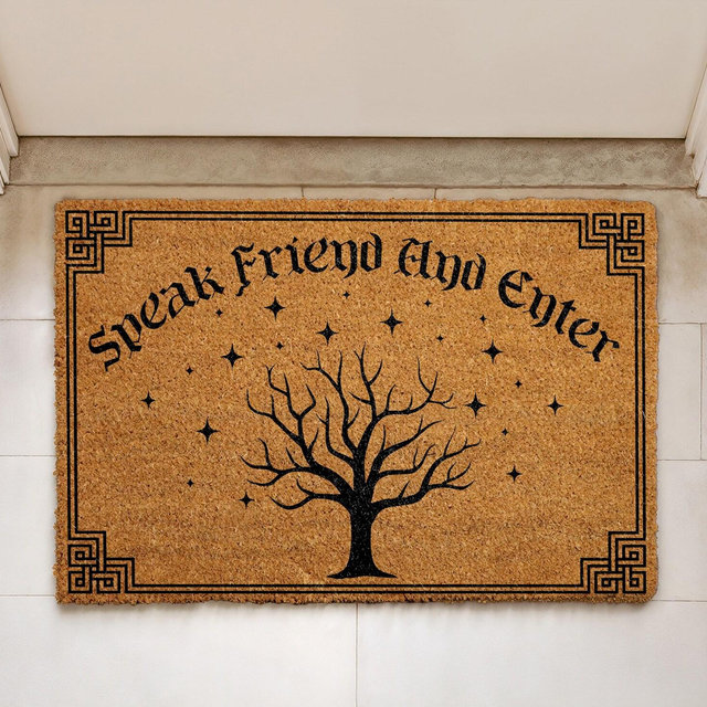 Speak Friend and Enter Doormat, Funny Movie Welcome Mat, Geek Nerd Home Decor, Movie Quote Housewarming Gift, Fantasy Earth Porch Rug