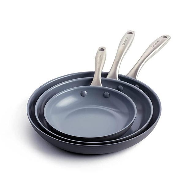 GreenPan Lima Healthy Ceramic Nonstick, Frying Pan/Skillet Set, 8" and 10" and 12", Gray