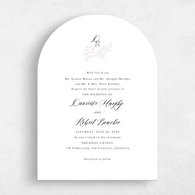 Light Mauve, White Wedding Invitation - Lisette Portrait