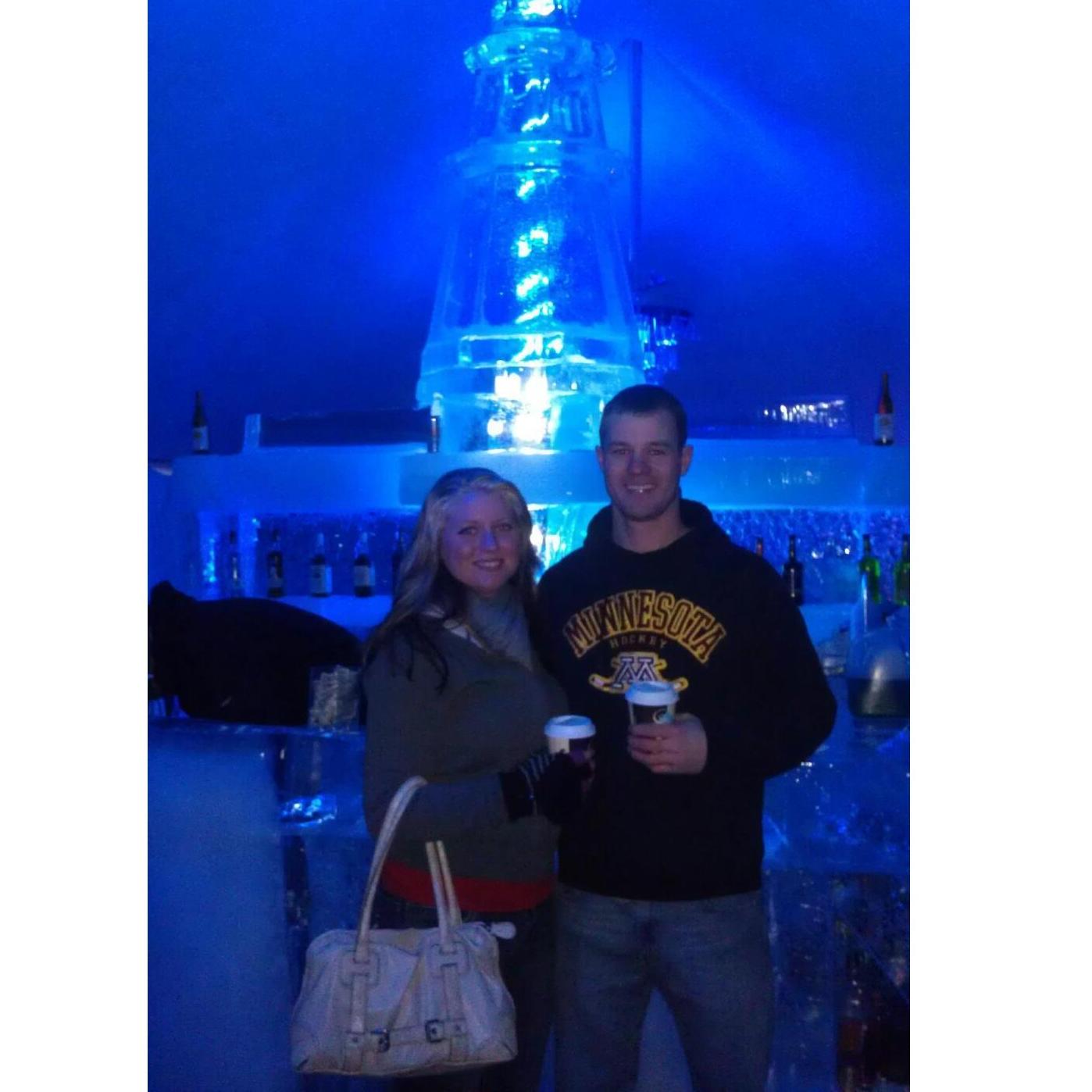 One of our first weekend getaways as a couple hanging out in Duluth at an ice bar.