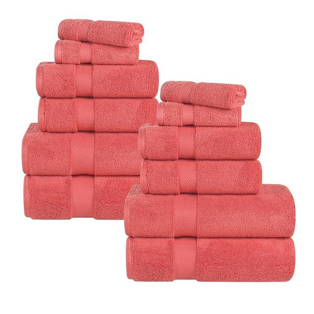 Superior Zero Twist Cotton 12 Piece Assorted Towel Set, includes 4 Bath, 4 Hand, 4 Washcloth/Face Towels, Quick Dry, Home Essentials, Shower, Spa, Luxury Plush Soft Absorbent Towels, Coral