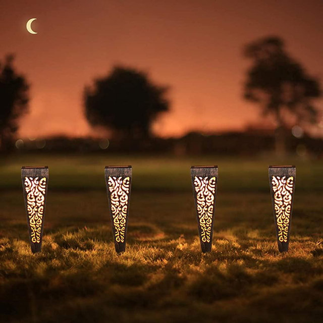 6Pcs Solar Lights Outdoor Decorative Pathway Garden Stakes Waterproof LED Pathway Lighting for Patio, Walkway, Lawn Decorations (Bronze)