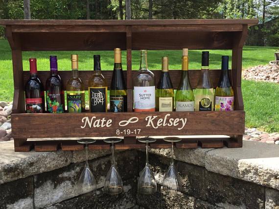 Personalized Wedding Gift, Engraved Wine Rack