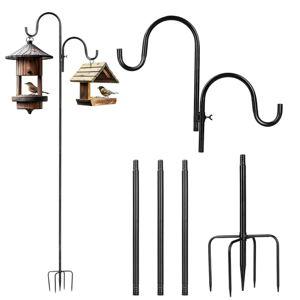 Double Shepherds Hooks for Outdoor, 76 inch Adjustable Pole Bird Feeder (1 Pack)