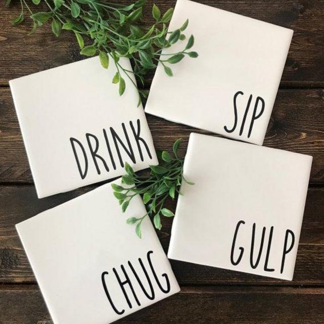 Set of 4 coasters, tile coasters, drink coasters