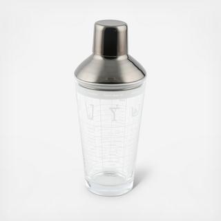 Glass Cocktail Shaker with Printed Recipes