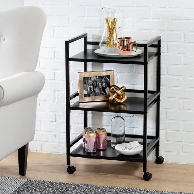 Honey-Can-Do 3-Tier Metal Rolling Cart Black