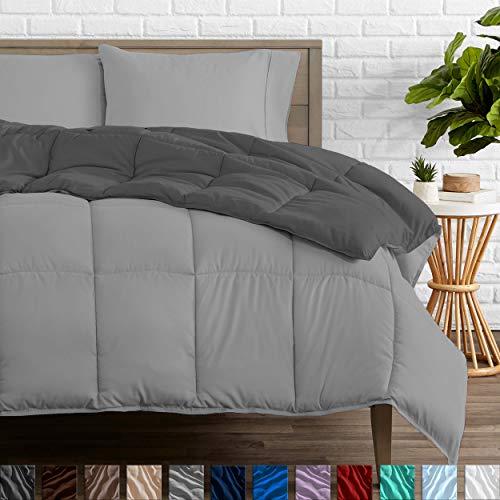 Bare Home Reversible Comforter - King/California King - Goose Down Alternative - Ultra-Soft - Premium 1800 Series - Hypoallergenic - All Season Breathable Warmth (King/Cal King, Grey/Light Grey)