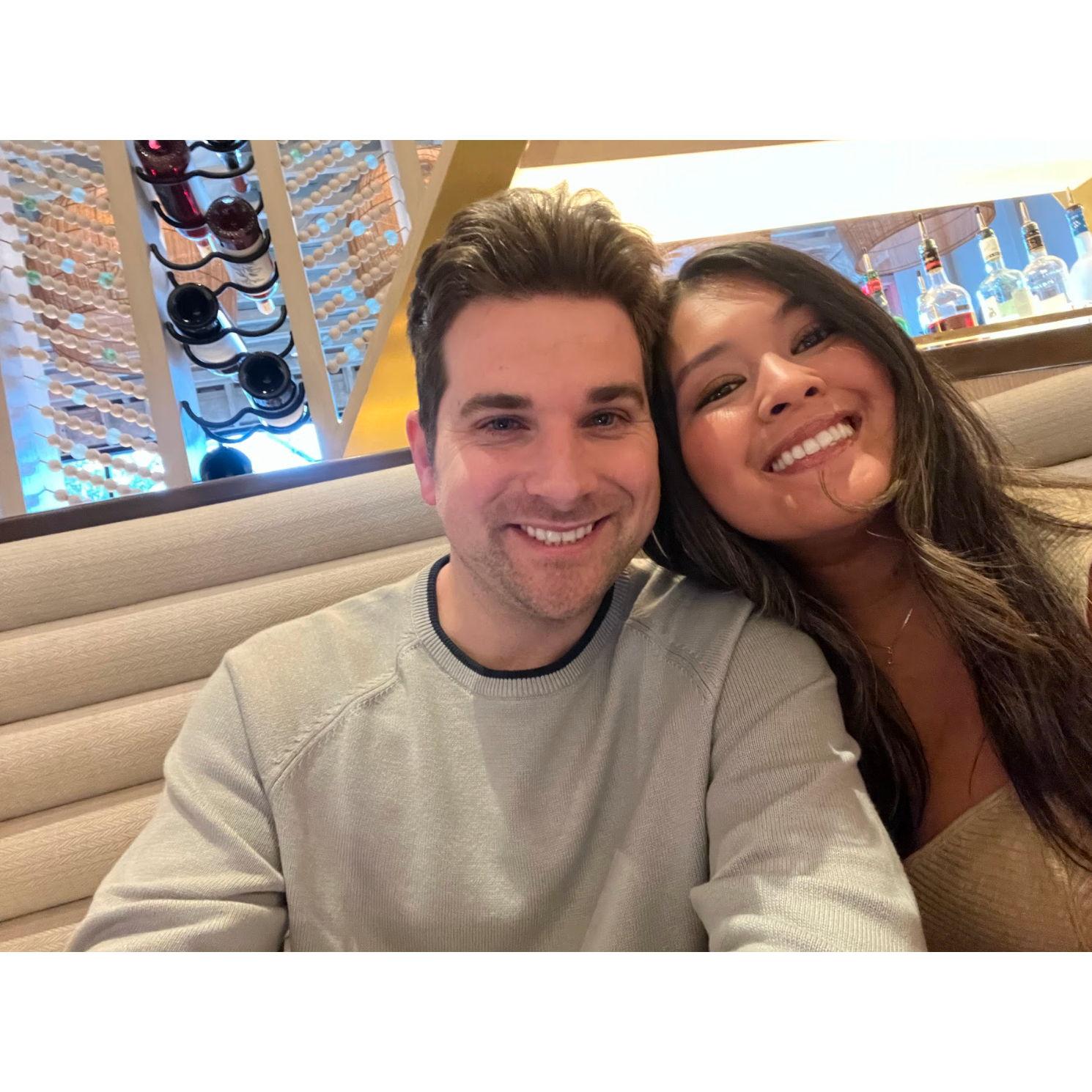 Celebrated many career moves and accomplishments. Here, Mac took Camille out to toast to her first promotion at TikTok.