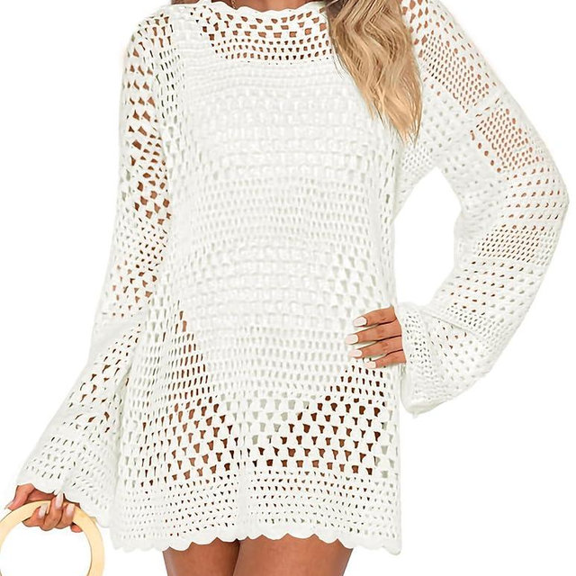 PRETTYGARDEN Women's 2025 Swimsuit Cover Ups Crochet Knit Bathing Suit Swimwear Summer Dresses Fashion Beach Vacation Clothes