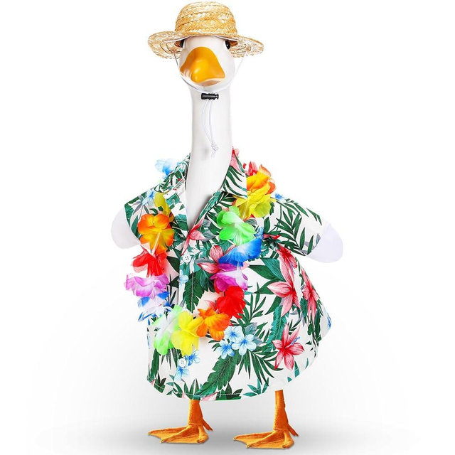 Silicherry Summer Goose Outfit for 23'' Lawn Porch Goose Clothing Hawaiian Outfits for Luau Lawn Outdoor Decor(Hawaiian,Fresh Color)