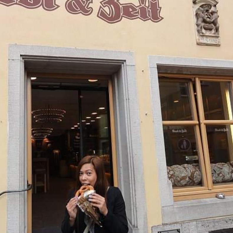 Having a German treat. Rothenburg 2011.