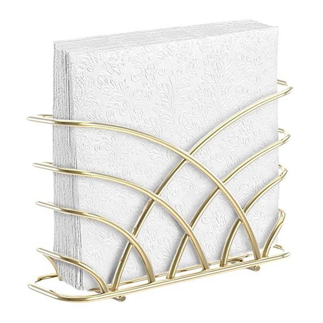 LEVIMETREE Gold Napkin Holder - Stainless Steel Napkin Holders for Tables Modern Serviette Holder Tissue Dispenser Perfect for Outdoor Events - Dining Table Napkin Holder for Kitchen
