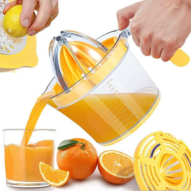 Manual Juicer, ChefVille MJ02 Multifunctional Hand Juicer, Lemon Lime Squeezer with Comfortable Grip Handle, 21-Ounce Capacity Orange juicer