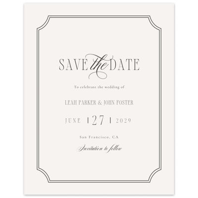 Beige Bordered Wedding Digital Save the Date - Dermot Portrait